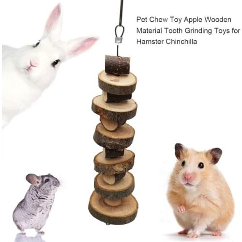 Small Animal Chew Toy Wooden Hanging Exercise Tooth Grinding Toys For Hamster Chinchilla Rabbit Pet Cage Pendant Toy Accessories