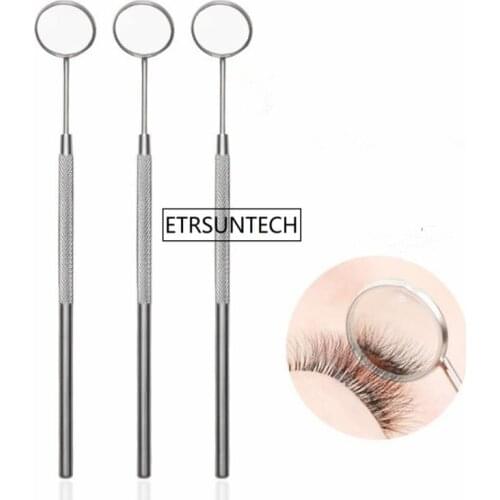 100pcs Magnifying Checking Eyelash Extension Grafting Mirror Stainless Steel Handle Mouth Oral Teeth Care Eyelashes Makeup Tool