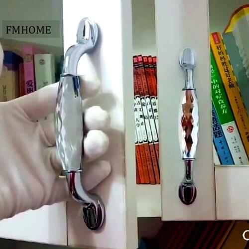128mm modern fashion luxury Transparent crystal cupboard wine cabinet wardrobe door handle chrome silver drawer tv cabinet knob