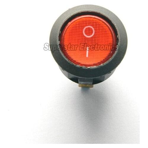3Pin Red Light Round Button Boat Rocker Switch 10A/125V 6A/250V