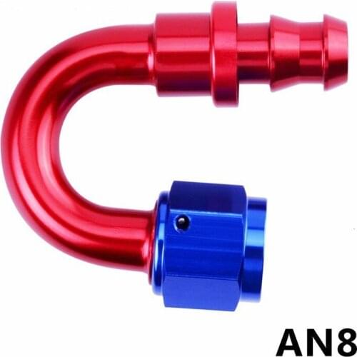 8 AN AN-8 Anoized Aluminum 180 Degree Push-on Oil Fuel Line Fitting Adapter Car Turbo Hose End Reusable Oil Cooler Fittings