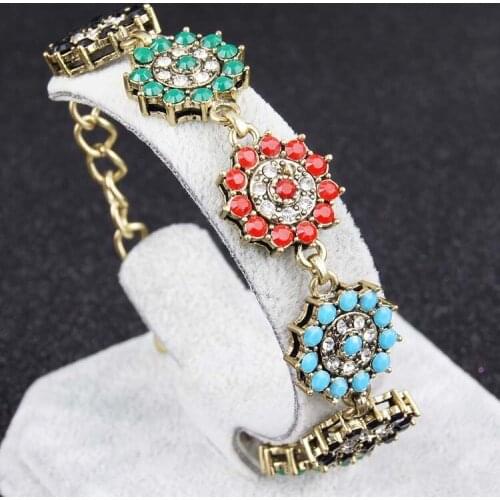 Bohemian Ethnic Vintage Jewelry Boho Bracelets For Women Charms Gold-Color Chain link Colorful Resin Bracelet Female Aliexpress