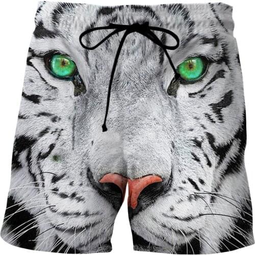 Brand mens summer shorts 2021 Men swimwear Tiger Face Beach Trunks 3D Print Animal series breathable Boardshorts Casual Shorts