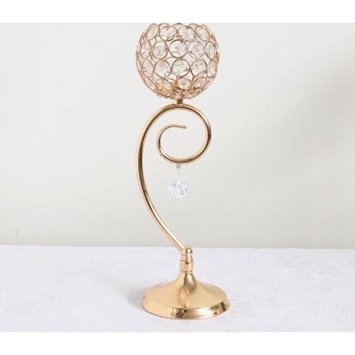 Home decoration single crystal candle candlestick wedding props hotel decoration wedding metal candlestick gift