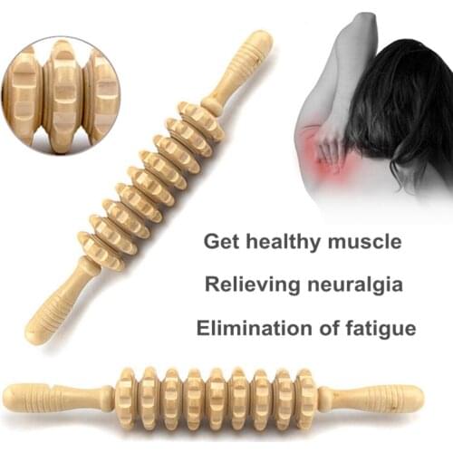 Wooden Massage Roller Stick Body Massage Roller Muscle Soreness Cramping Stress Relief Health Relax Therapy Fitness Yoga Leg Arm