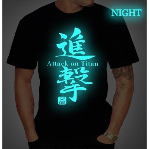 Anime T Shirt Attack On Titan Eren T-Shirt Men Short Sleeve Tees Boys Summer Luminous Cotton Tshirts Harajuku Streetwear Ulzzang