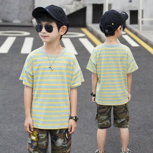 Camouflage Spring Summer Kids Clothes Suit Boys T-Shirt+ Shorts 2pcs/Set Kids Teenage Top Sport Childrens Day Gift Formal 2021