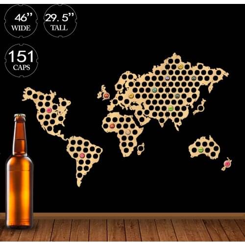 World Map Beer Cap Beer Wooden Craft Wall Decor Beer Cap Map Display Novelty Gifts For Beer Lover Cap Collector