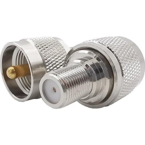 2Pcs UHF PL-259 Male Plug to F Type Female Connector RF Coaxial Adapter for TV Antenna RG6 Cable Wi-Fi Radios