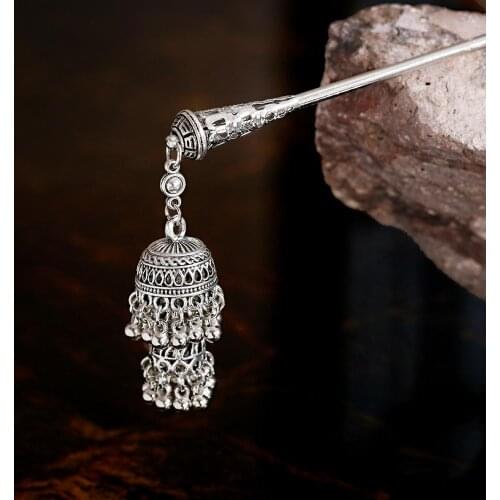 Bells Layered Beads Boho Silver Color Hairpins For Hair Decoration Head Accessories Women Vintage Hair Tiara Jewelry Gift