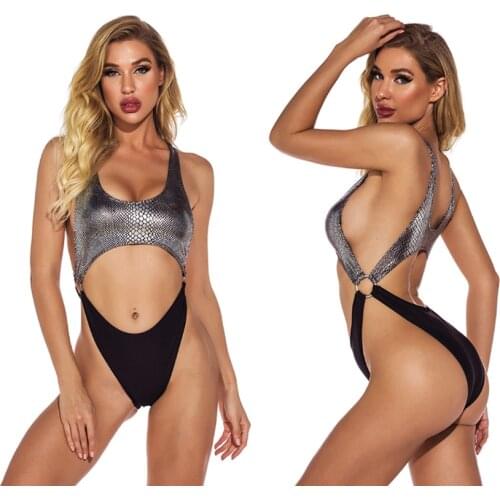 Snake Print Swimsuit for Women Swimwear One Piece Bathing Suit Female Bather Beach Bikini Monokini