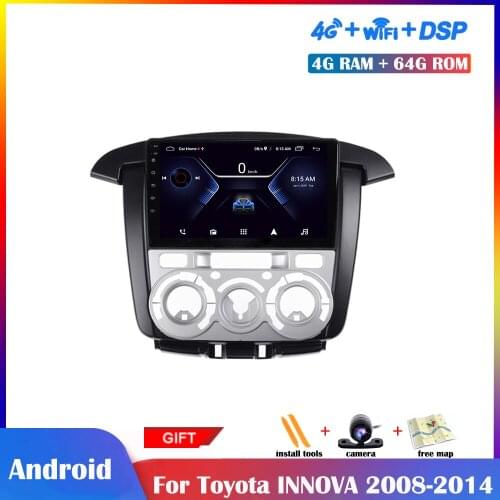 9 inch IPS Screen Android Multimedia Player For Toyota Innova 2008-2014 Car Radio Stereo GPS Navigation Manual air conditioner