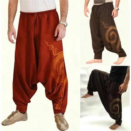 Mens Casual Elastic Waist Baggy Hippie Yoga Harem Pants Men Baggy Hippie Boho Gypsy Aladdin Hippie Boho Aladdin Alibaba Harem