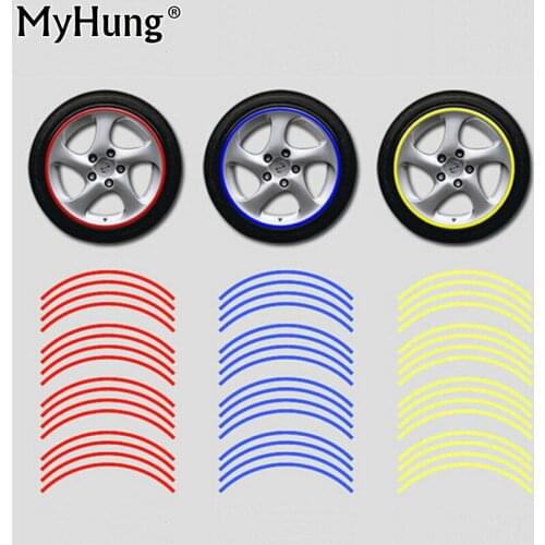 3M Reflective Tape Car Motorcycle Rim Stripe 16 17 " Wheel Decal Stickers Car Accessories Car Rim Tape Sticker 16pcs Per Set