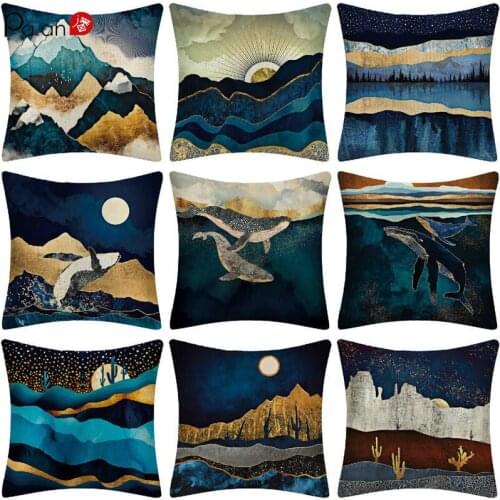 Nordic Marble Style Linen Pillowcase 45*45cm Simple Modern Sofa Pillow Cushion Cover Household Digital Printing Pillow Covers