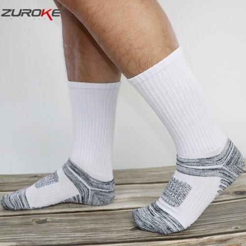 4 Pairs Pack Mens Athletic Crew Socks White Black Grey Cotton Hiking Camping Working Cushion Mid Calf Long Socks