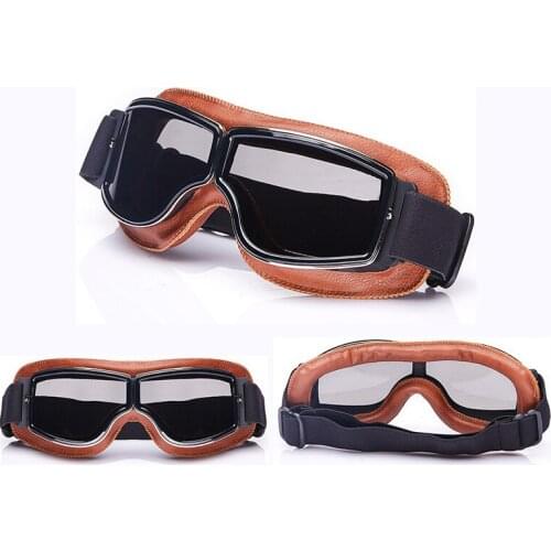 Latest retro universal folding leather goggles vintage motorcycle goggles jet pilot sunglasses