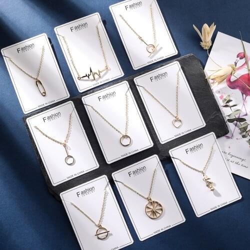 New Geometric Pendant Necklaces For Women Girls Vintage Gold Metal Key Heart Necklace 2020 Simple Design Choker Fashion Jewelry