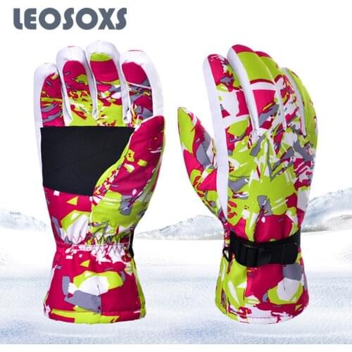 LEOSOXS New Ski Winter Gloves Outdoor Cycling Breathable Warm Gloves Three Color Waterproof Windproof Sports Plush Ski Gloves