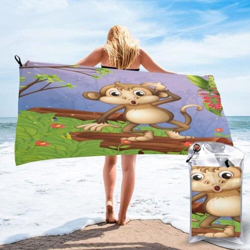 Bathing Towel Monkey Playing Garden Bath Wearable Towel Dress Fast Drying Beach Spa Magical Nightwear Sleeping