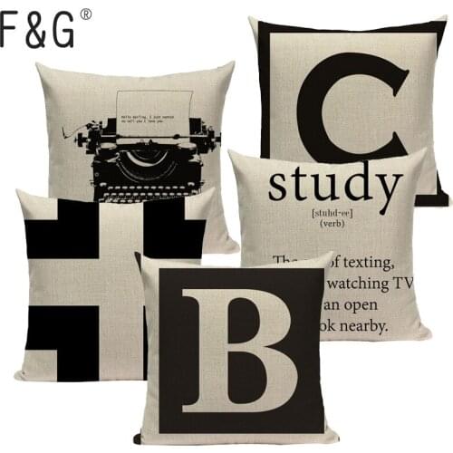 Geometric Letter Simple Style Pillow Covers High Quality Linen Cotton Cushion Cover Camping Bed Garden Home Decor Pillowcase