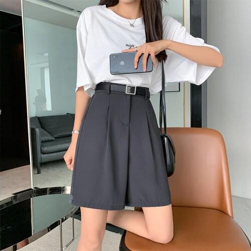 Plus Size XXXXL Suit Shorts Female Solid Half Long Vintage Classic Korean Harajuku Blazer Shorts Women Bottom Loose Knee Length