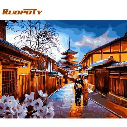 RUOPOTY 60x75cm Framed Painting By Numbers Women On Village Road Paint By Number Adults Unique Diy Gift Handmade Pictures