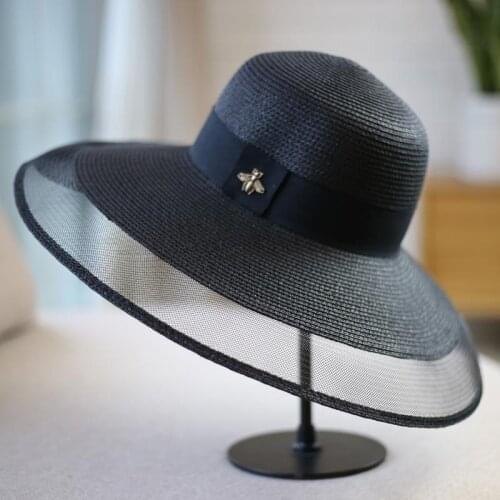 New Dome Top White Black Summer Sun Hats Chapeu Feminino Women Straw Hat UV Sun Protection Beach Cap 2020 New style