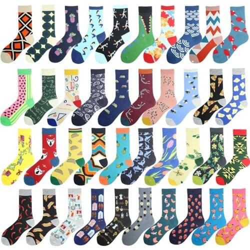 Skarpetki Unisex Cotton Funny Socks Design Corn Mermaid Bird Pineapple Strawberry Crew Sokken Divertidos Novelty Hip Hop Meias