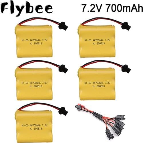 SM Plug ) 7.2v 700mah NiCD Battery For Rc toys Car model Tanks Robots Boats Guns 700mah 7.2v Rechargeable Battery AA Battery