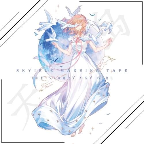 4cmx5M Special Ink Flying Star Girl Masking Tape Character DIY Sticker Decoration