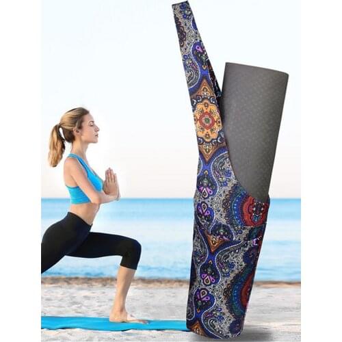 Yoga Bag Printed Fitness Gym Bag Large Capacity Two Pockets Cushion Bag Travel Bag Outdoor Canvas Yoga Bag