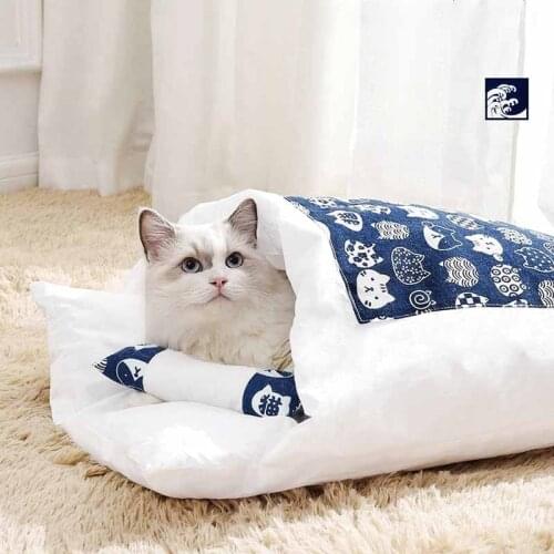 Cute Removable Cats Bed House Cave Products for Adult Cats Large Pets Dogs Bed Cats House Comfortable Food Kawaii Home Supplies