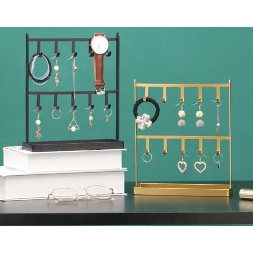 Iron Key Rack Desktop Dressing Table Hook Jewelry Rack Earring Storage Rack Double Necklace Finishing Jewelry Display Rack