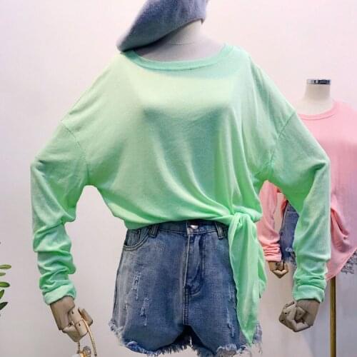 Womens Sweet New Spring Loose Casual Solid O Neck Fashion T-Shirt Women Tops