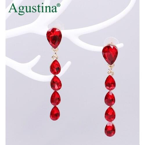 Agustina Punk Red Earrings Girls Drop Long Earrings For Women Fashion Earrings Jewelry Bohemian Rhinestone Earring Minimalist cc