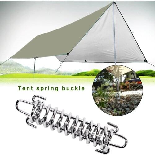 1pc Steel Tent Hook Heavy Rope Buckle Tensioner Camping Pegs Windproof Spring Tent Buckle