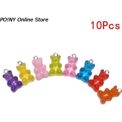 10pcs 17*10mm Cute Gummy Bear Charms Flat Back Resin Charms Necklace Pendant Earring Charms For DIY Decoration