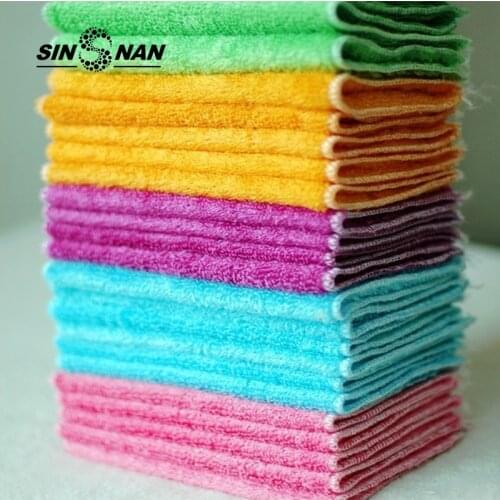 10PCS Bamboo Fiber Wear-resistant Microfiber Non-stick Oil Wipping Rag White Kitchen Towel Magic Cleaning Rags Dish Cloth