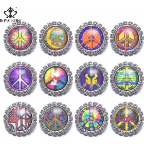 12pcs 18mm Snap Button Rhinestone Charms Snap Bracelet 18mm Wisdom Life Tree Theme For 20mm Snap Jewelry KZ0926