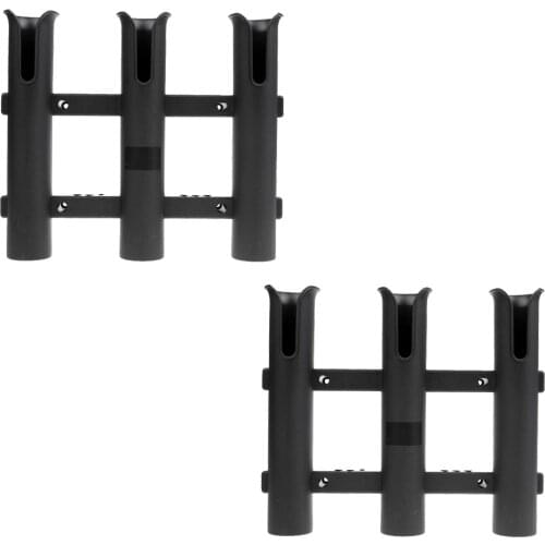 2 Pieces Black Plastic Boat Fishing 3 Link Rod Holder Vertical Tube Mount Pole Rest Socket Rack Pliers Lure Storage Organiser