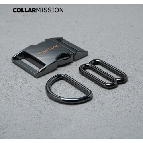 30mm Engraving Metal Buckle(Metal Buckle+ Adjust Buckle+ D Ring) For Webbing Gun Black Accessory DIY Handmade Pet Collar Leash