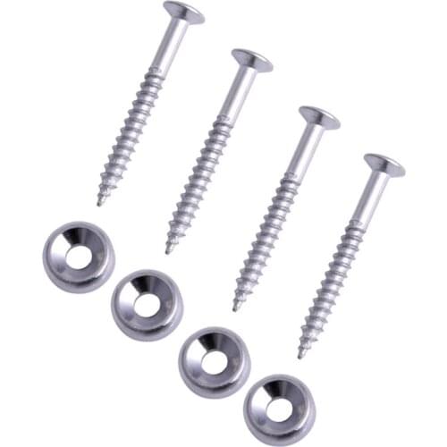 4Pcs Guitar Bass Chrome Metal End Pin Strap Buttons locks Cushion Screws Set New