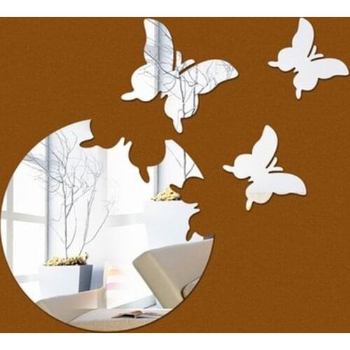 4pcs 3D Butterfly DIY Mirror Wall Sticker Aesthetic Room Decor Stickers Decal Bedroom Bathroom Home Decor Treandy Wall Decor