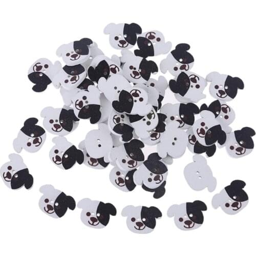 50pcs Dog Head Wooden Buttons DIY Handmade Sewing Crafting 2 Holes Decorative Button Scrapbooking Crafts 85AC