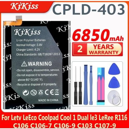 KiKiss CPLD-403 6850mAh Battery for Letv LeEco Coolpad Cool1 Cool 1 Dual Le3 LeRee R116 C106 C106-7 C106-9 C103 C107-9