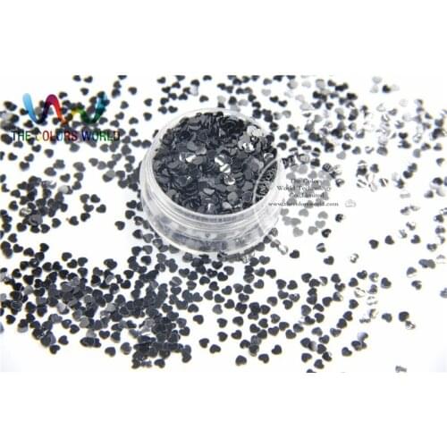 SSX3-12 Sequins Heart shape Black Color Love accessory for nail Art or DIY deco