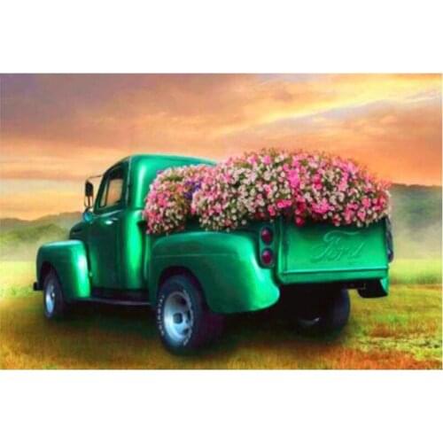 Green truck flower diamond Embroidery diy diamond painting mosaic diamant painting 3d cross stitch diamond picture H468