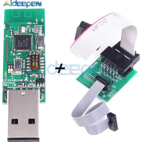 Wireless CC2531 CC2540 Zigbee Sniffer Board Bluetooth BLE 4.0 Dongle Capture Module USB Programmer Downloader Cable Connector