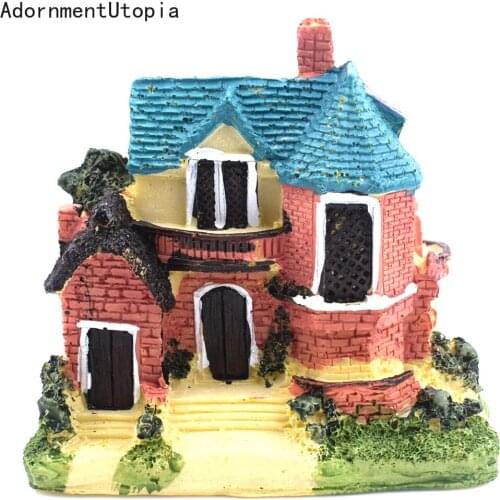 Big House Figures Continental Decorative Mini Fairy Garden and Aquarium Fish Tank Animals Statue Resin Craft House Statues